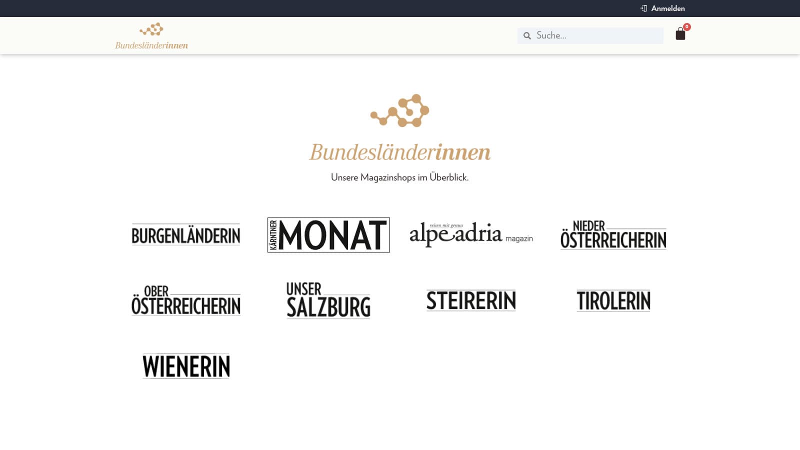 Shop der Bundesländerinnen mit Abo-Angeboten der neun Regionalmagazine