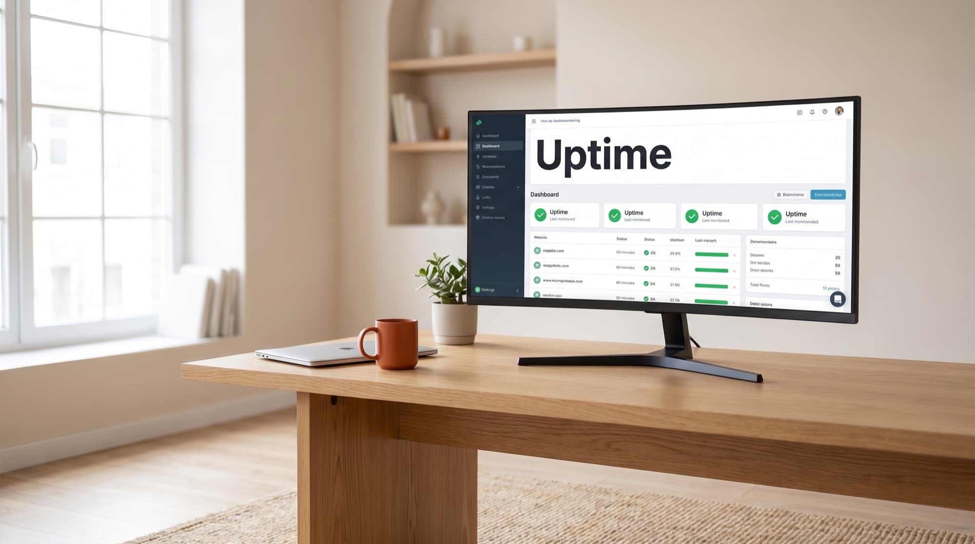 Monitor mit Monitoring-Dashboard für Uptime und Updates